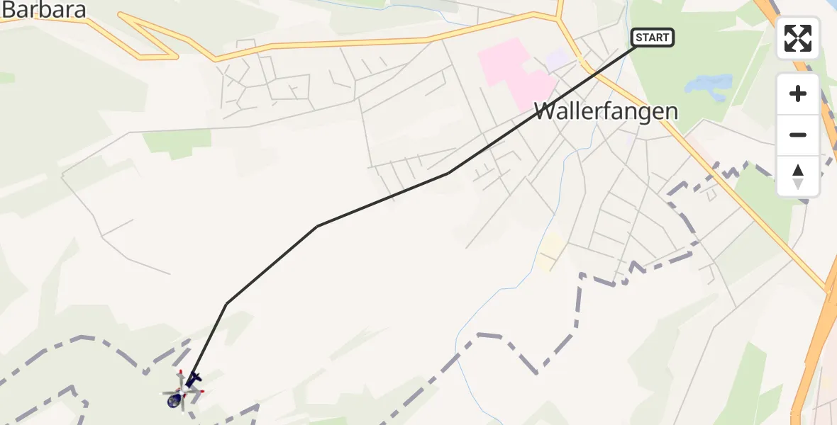 Flugroute Polizeihubschrauber Wallerfangen - Saarlouis, 25 August 2026, 08:31