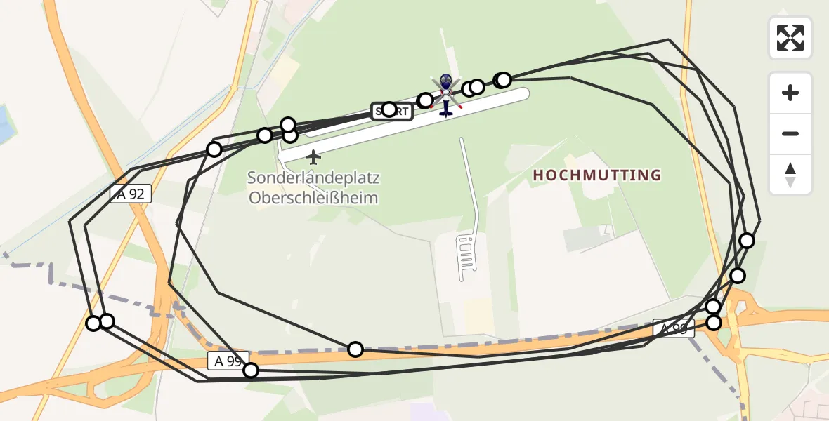Flugroute Polizeihubschrauber Schleissheim Flugplatz - Oberschleissheim Hubschrauberlandeplatz, 25 August 2026, 08:31