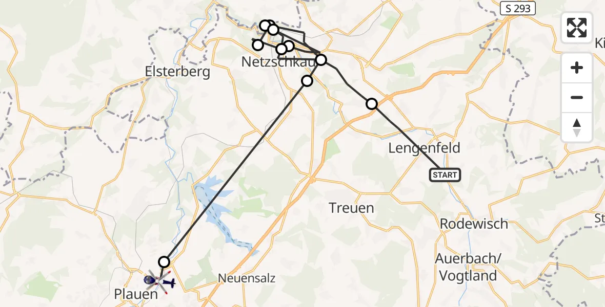 Flugroute Polizeihubschrauber Lengenfeld - Plauen, 25 August 2026, 08:35