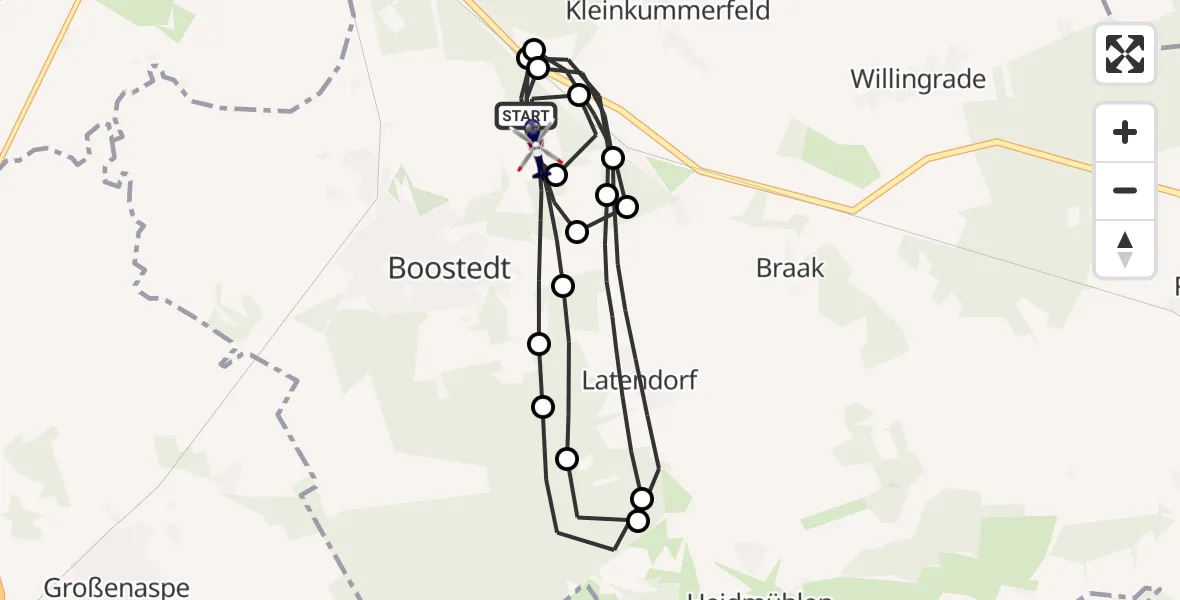Flugroute Polizeihubschrauber Boostedt - Boostedt, 25 August 2026, 08:40