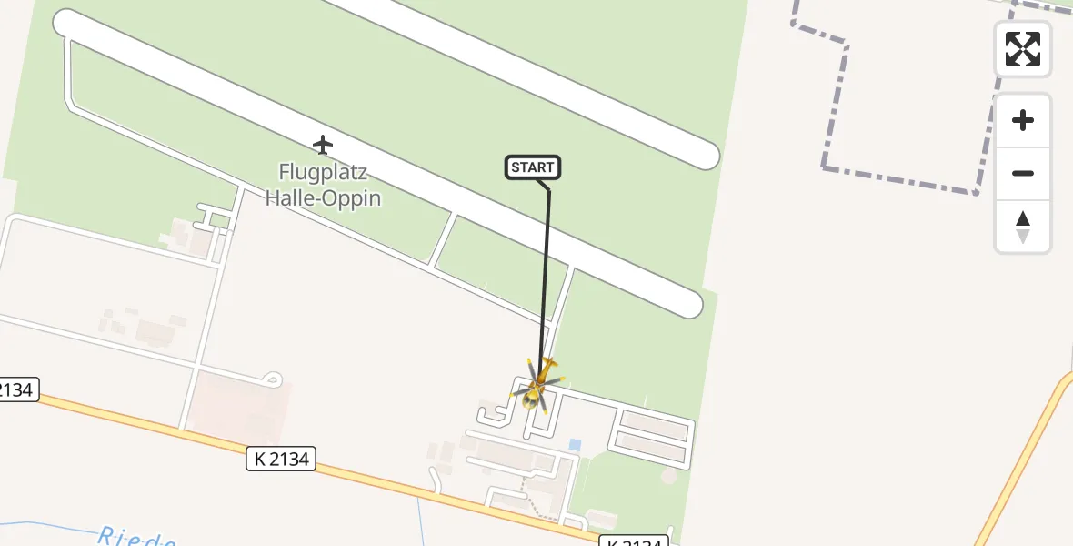 Flugroute Rettungshubschrauber Halle-Oppin Flugplatz - Halle-Oppin Flugplatz, 25 August 2026, 08:53