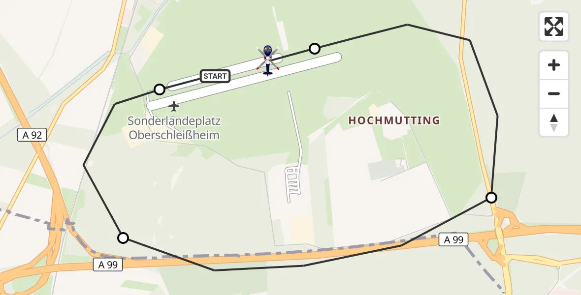 Flugroute Polizeihubschrauber Schleissheim Flugplatz - Oberschleissheim Hubschrauberlandeplatz, 25 August 2026, 09:45