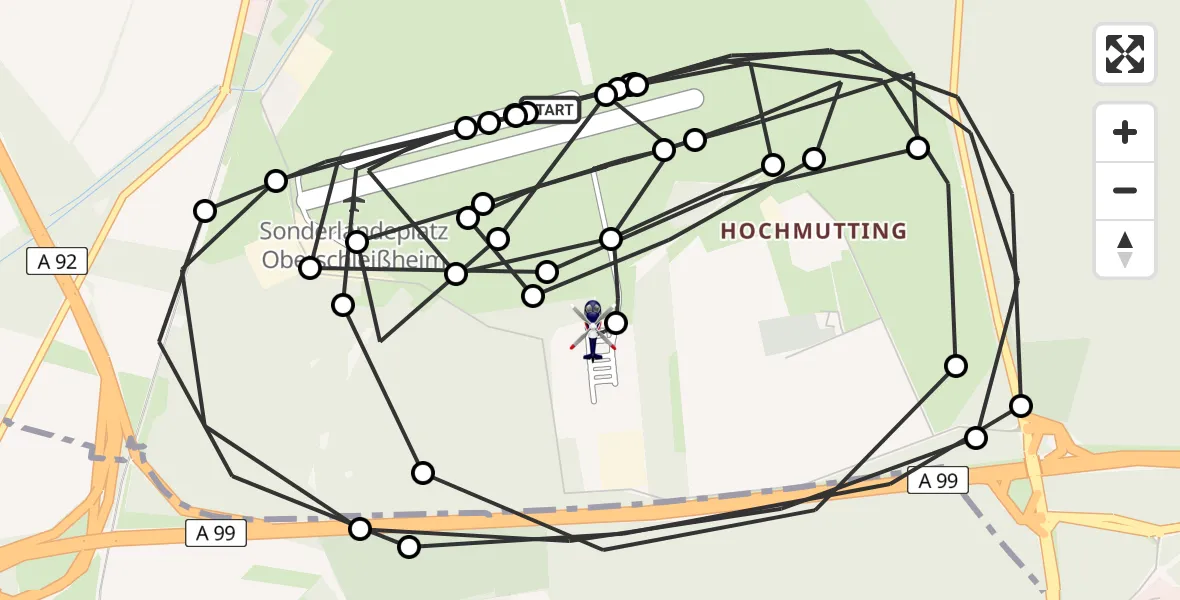 Flugroute Polizeihubschrauber Oberschleissheim Hubschrauberlandeplatz - Oberschleißheim, 25 August 2026, 09:50