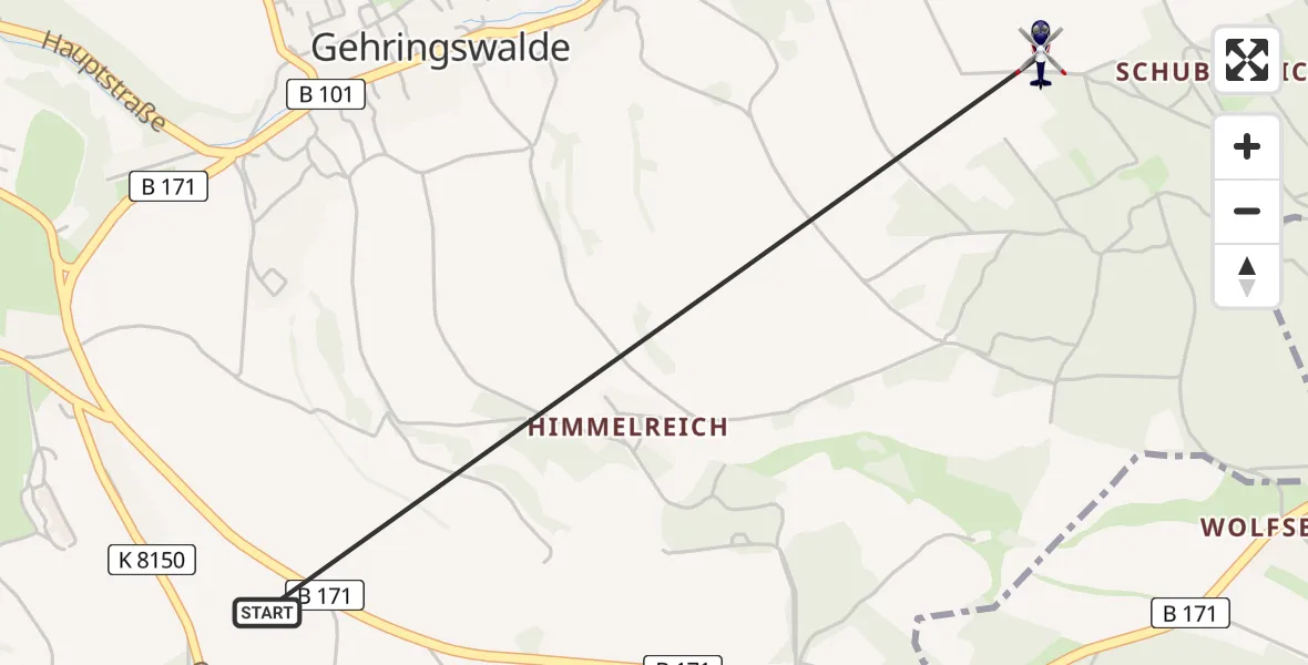 Flugroute Polizeihubschrauber Wolkenstein - Wolkenstein, 25 August 2026, 10:53