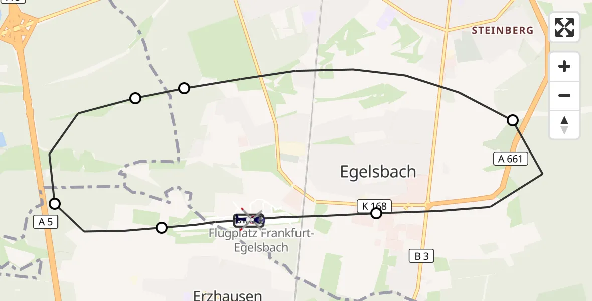 Flugroute Polizeihubschrauber Flughafen Frankfurt-Egelsbach - Flughafen Frankfurt-Egelsbach, 25 August 2026, 11:45