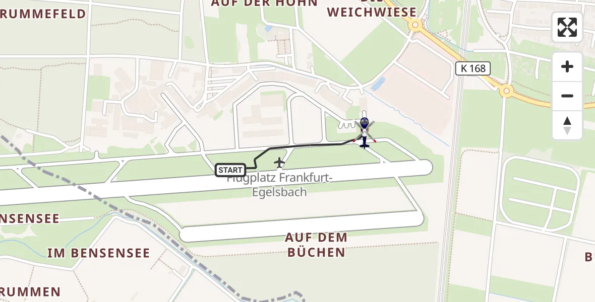 Flugroute Polizeihubschrauber Flughafen Frankfurt-Egelsbach - Flughafen Frankfurt-Egelsbach, 25 August 2026, 11:53