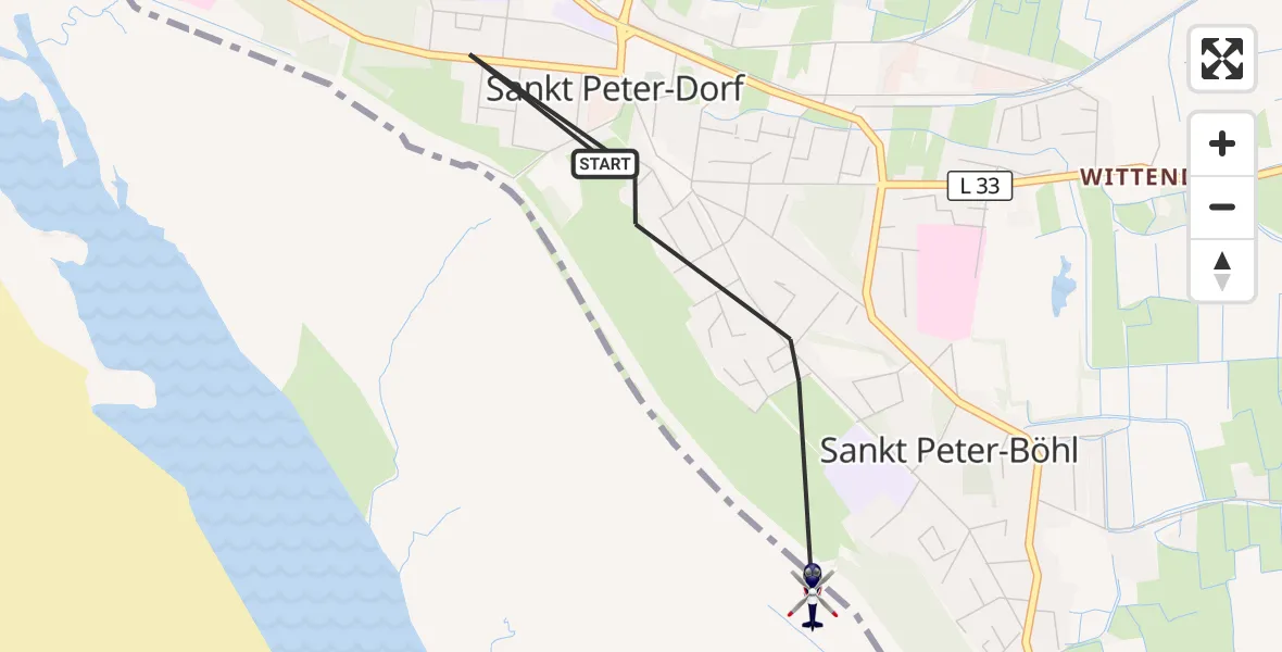 Flugroute Polizeihubschrauber Sankt Peter-Ording - Sankt Peter-Ording, 25 August 2026, 12:07