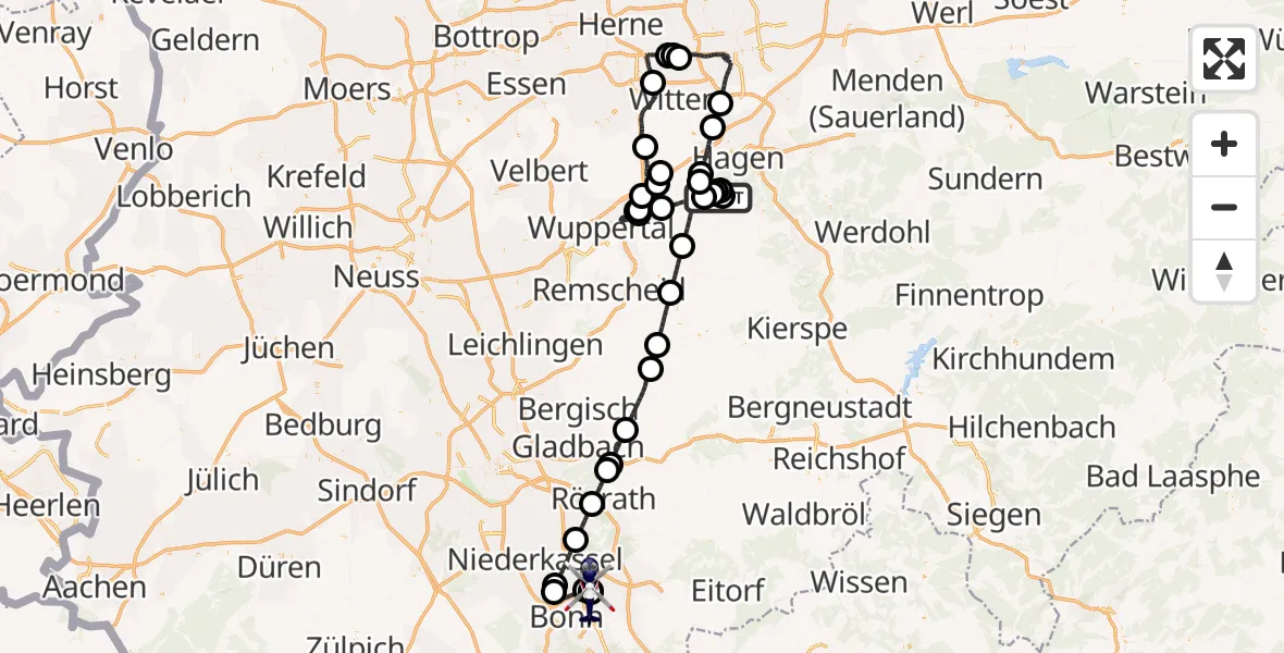 Flugroute Polizeihubschrauber Hagen-Hof-Wahl Flugplatz - Sankt Augustin, 25 August 2026, 12:13
