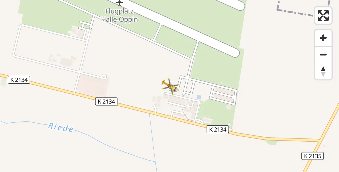 Flugroute Rettungshubschrauber Halle-Oppin Flugplatz - Halle-Oppin Flugplatz, 25 August 2026, 12:51