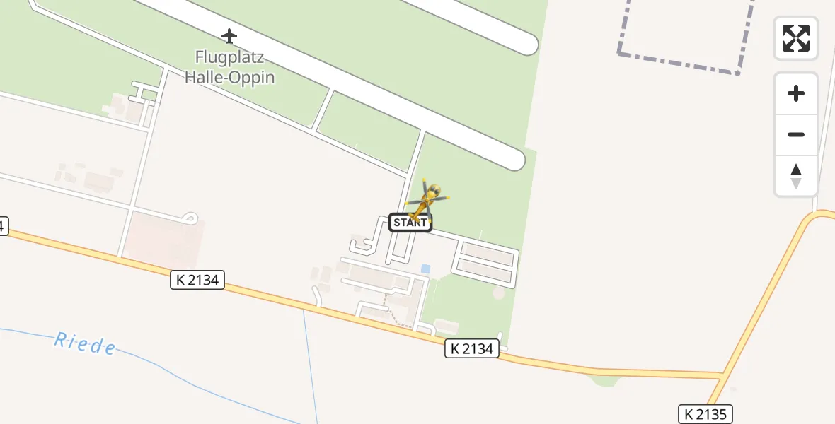 Flugroute Rettungshubschrauber Halle-Oppin Flugplatz - Halle-Oppin Flugplatz, 25 August 2026, 13:38