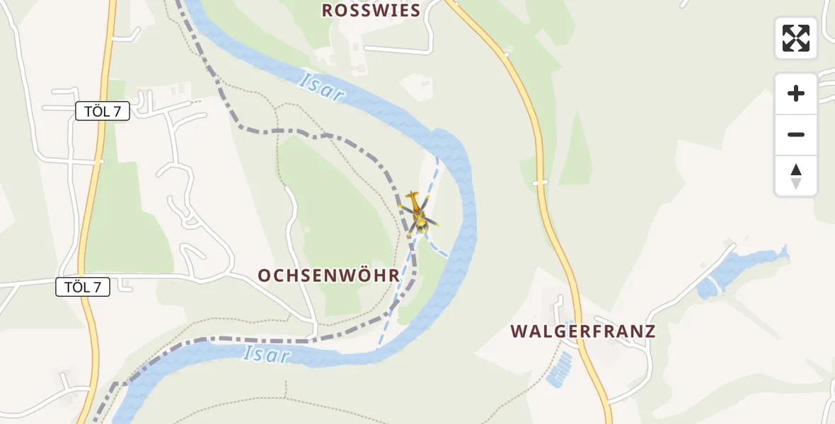 Flugroute Rettungshubschrauber Bad Tölz - Bad Tölz, 25 August 2026, 14:09
