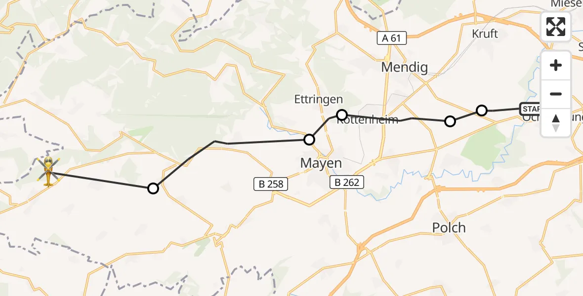 Flugroute Ambulanzhubschrauber Ochtendung - Lind, 25 August 2026, 14:18