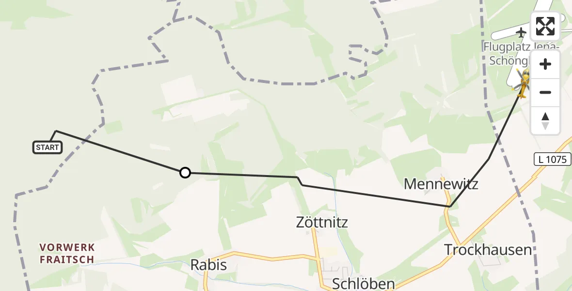 Flugroute Rettungshubschrauber Jena - Schöngleina, 25 August 2026, 14:43