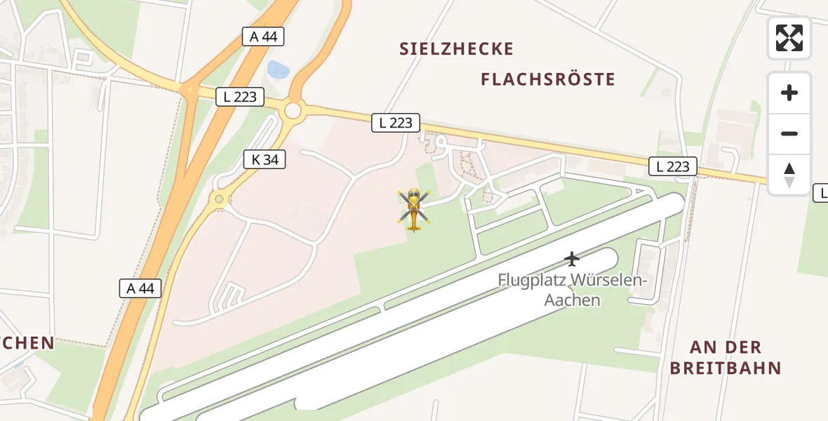 Flugroute Rettungshubschrauber Aachen-Merzbrück Flughafen - Aachen-Merzbrück Flughafen, 25 August 2026, 15:01