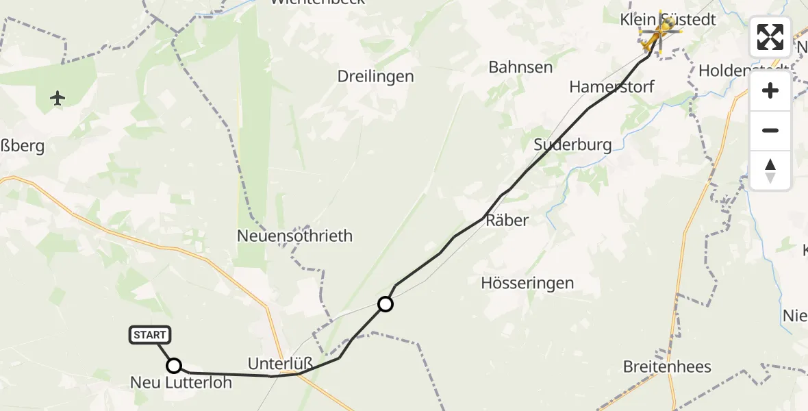 Flugroute Rettungshubschrauber Faßberg - Uelzen, 25 August 2026, 16:07