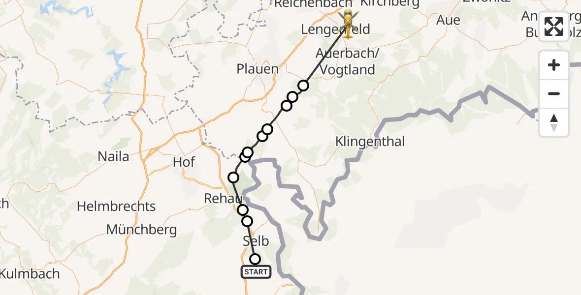 Flugroute Rettungshubschrauber Thierstein - Lengenfeld, 25 August 2026, 16:16