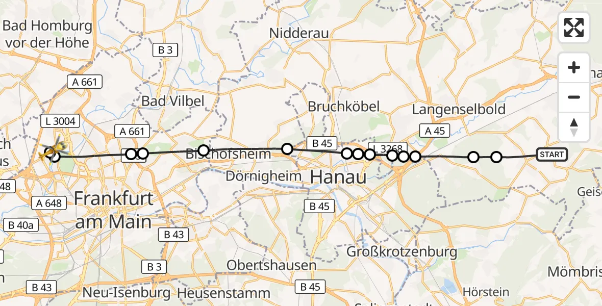 Flugroute Rettungshubschrauber Freigericht - Northwest Hospital, 25 August 2026, 16:18