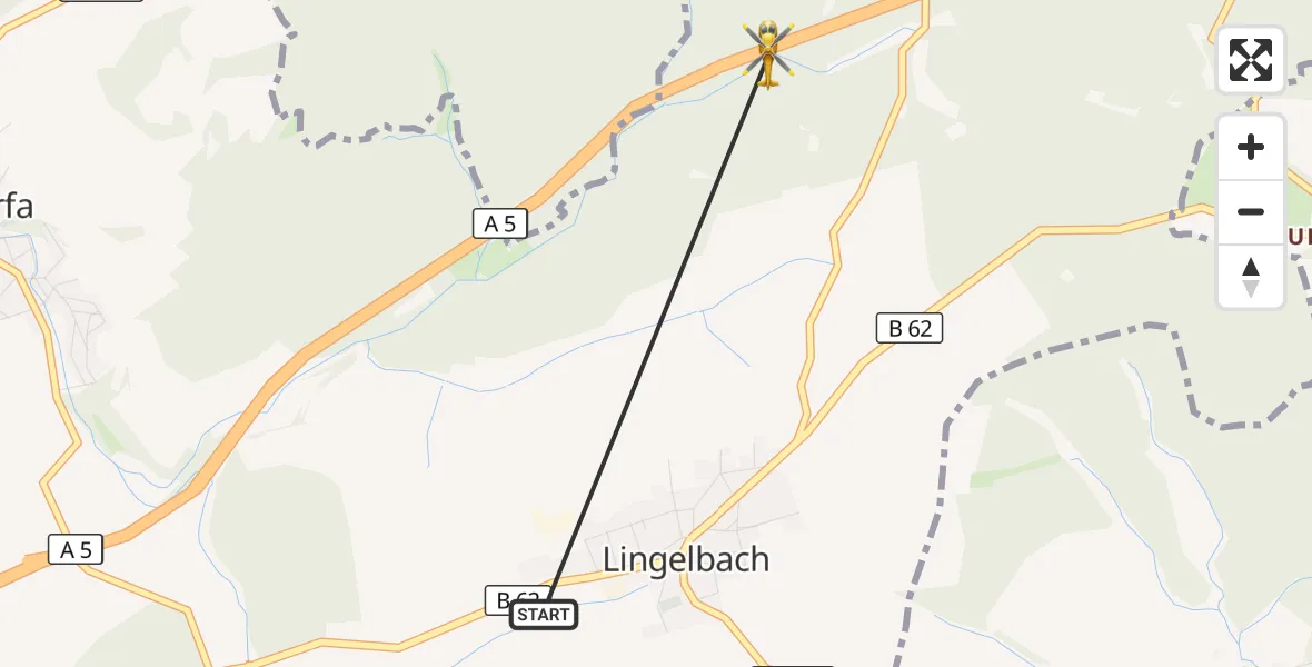 Flugroute Rettungshubschrauber Alsfeld - Alsfeld, 25 August 2026, 16:26