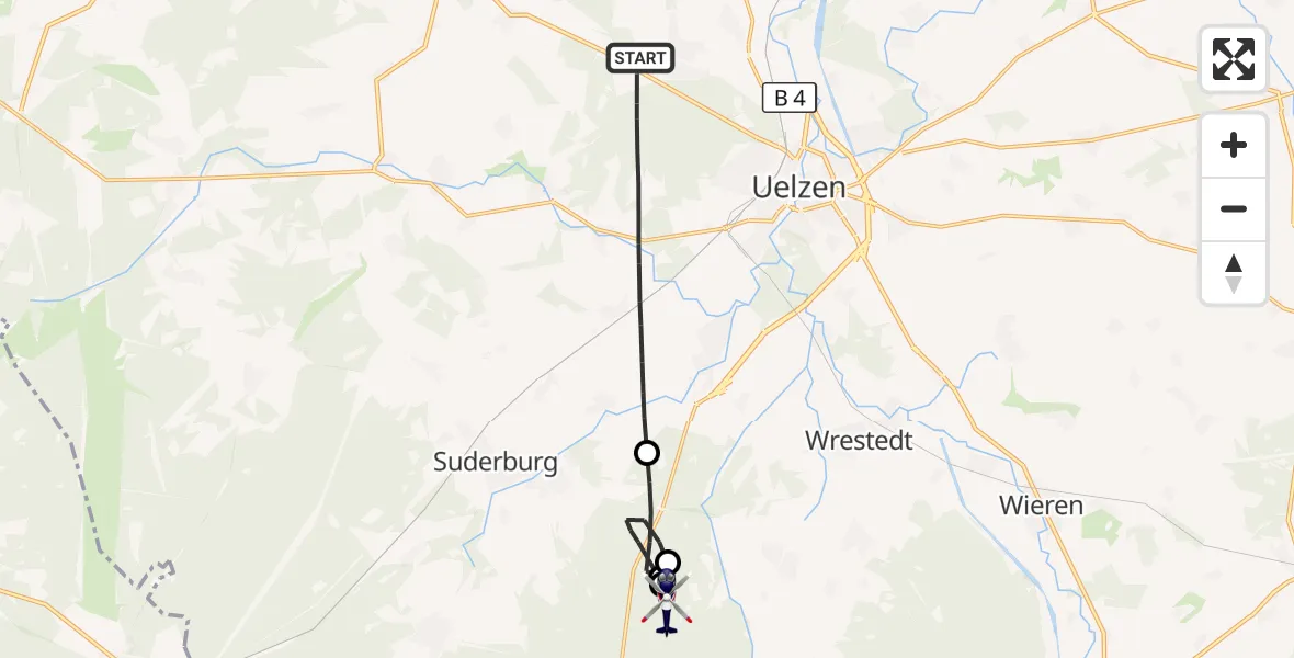 Flugroute Polizeihubschrauber Uelzen - Wrestedt, 25 August 2026, 17:10