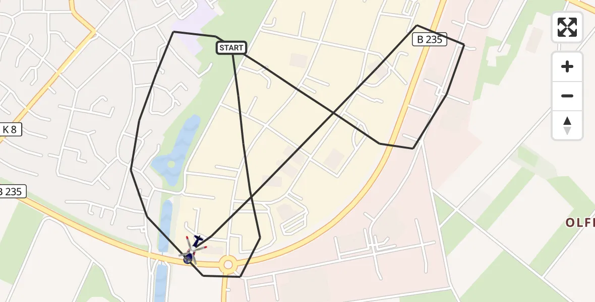 Flugroute Polizeihubschrauber Olfen - Olfen, 25 August 2026, 20:35