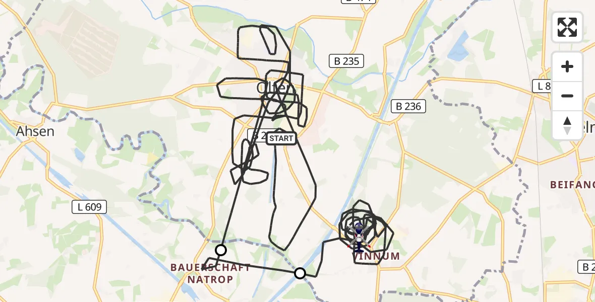 Flugroute Polizeihubschrauber Olfen - Olfen, 25 August 2026, 20:42