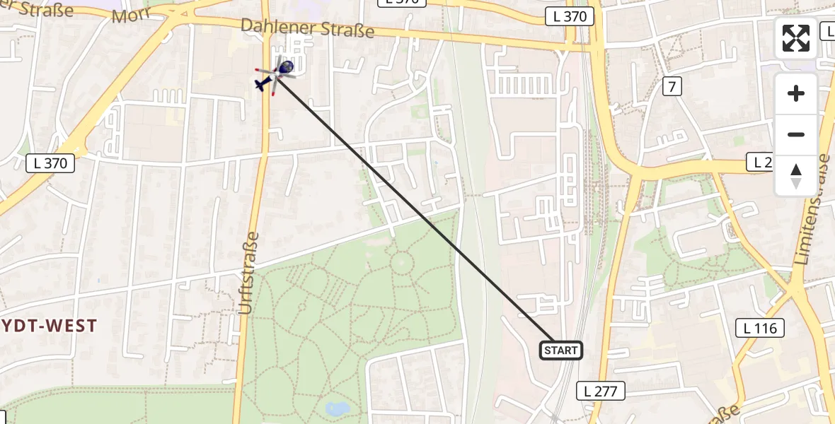 Flugroute Polizeihubschrauber Mönchengladbach - Mönchengladbach, 26 August 2026, 00:12