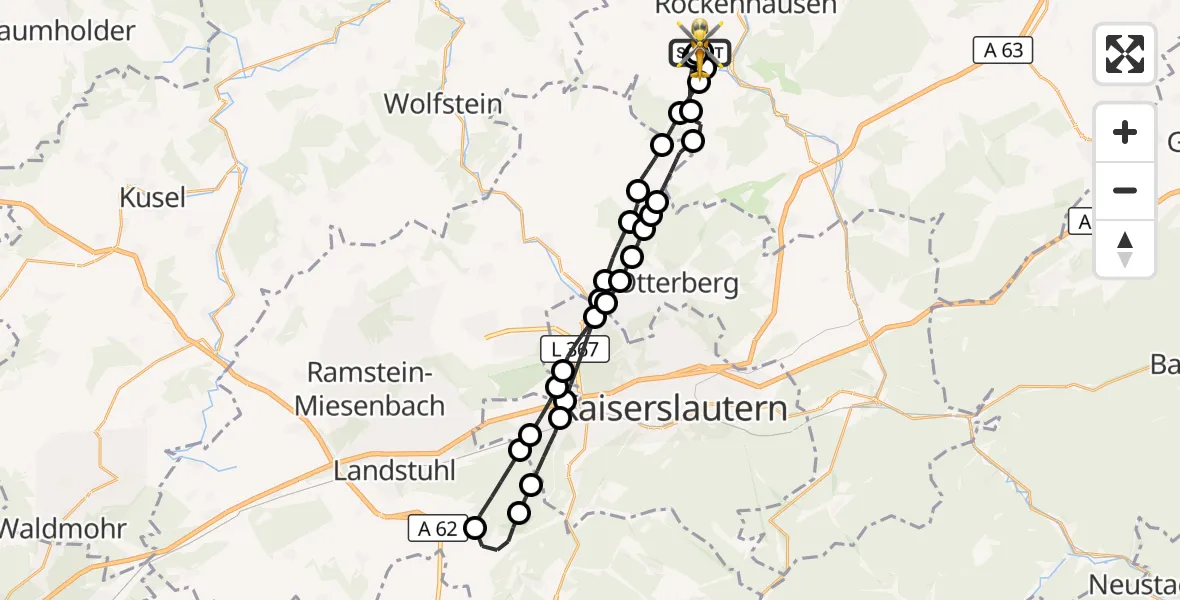 Flugroute Rettungshubschrauber Rockenhausen - Rockenhausen, 26 August 2026, 06:51