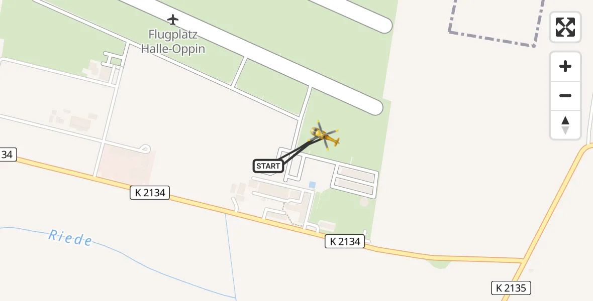 Flugroute Rettungshubschrauber Halle-Oppin Flugplatz - Halle-Oppin Flugplatz, 26 August 2026, 07:17