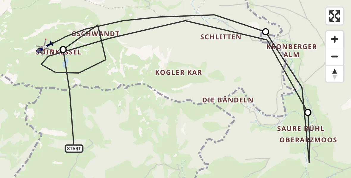 Flugroute Polizeihubschrauber Oberaudorf - Brannenburg, 26 August 2026, 07:41