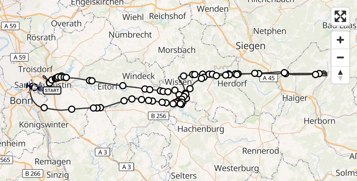 Flugroute Polizeihubschrauber Sankt Augustin - Sankt Augustin, 26 August 2026, 07:50