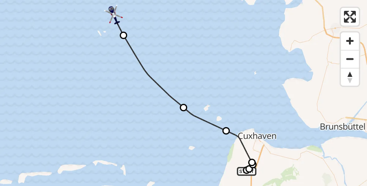 Flugroute Polizeihubschrauber Wurster Nordseeküste - North Sea, 26 August 2026, 07:54