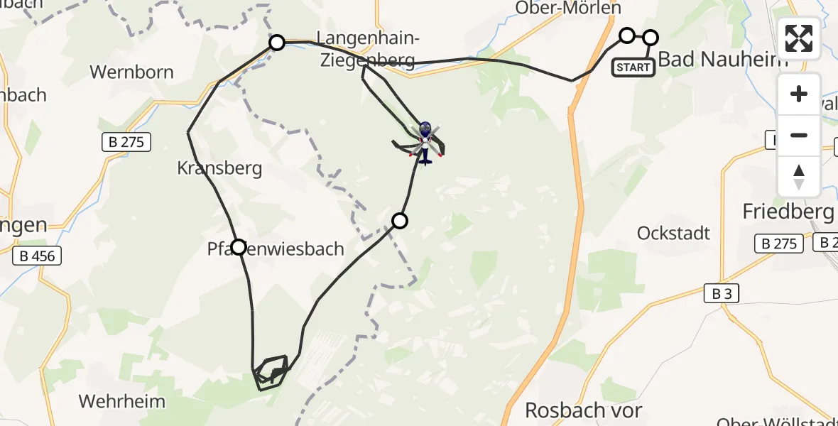 Flugroute Polizeihubschrauber Ober-Mörlen Flugplatz - Ober-Mörlen, 26 August 2026, 07:59