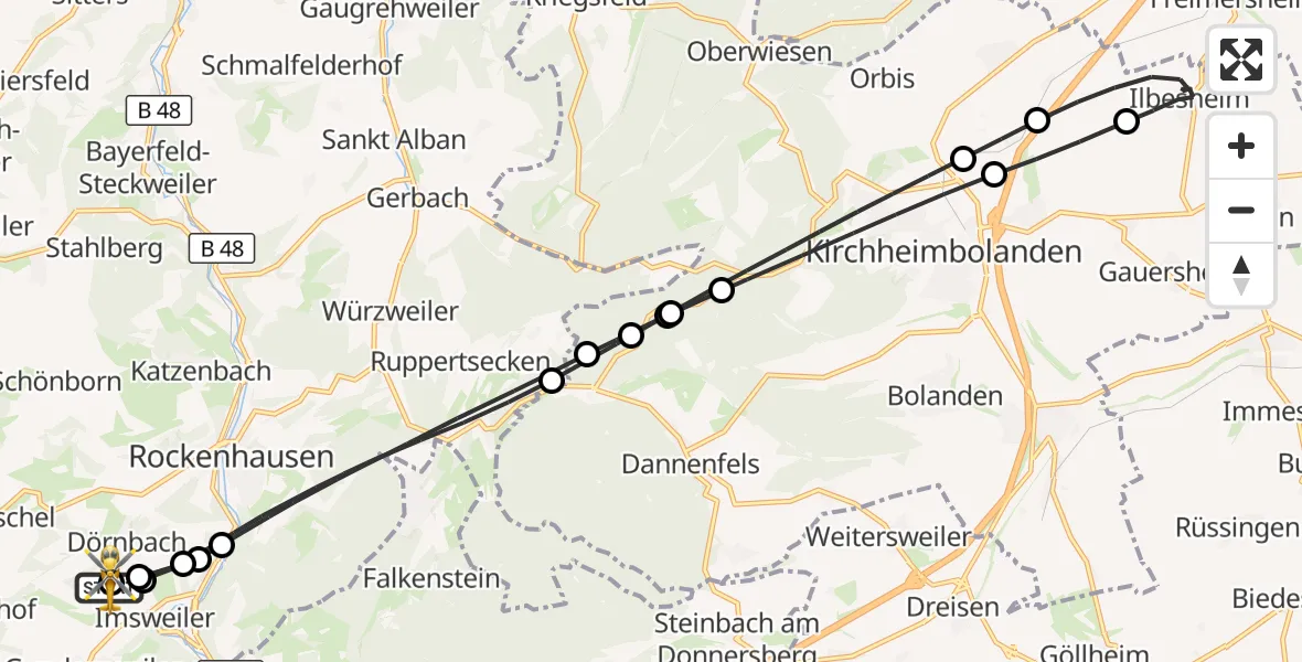 Flugroute Rettungshubschrauber Rockenhausen - Rockenhausen, 26 August 2026, 08:11