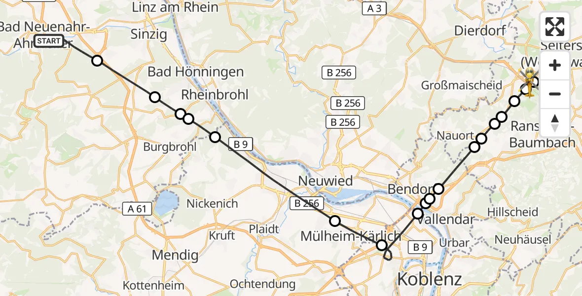 Flugroute Rettungshubschrauber Bad Neuenahr-Ahrweiler - Oberhaid, 26 August 2026, 08:21