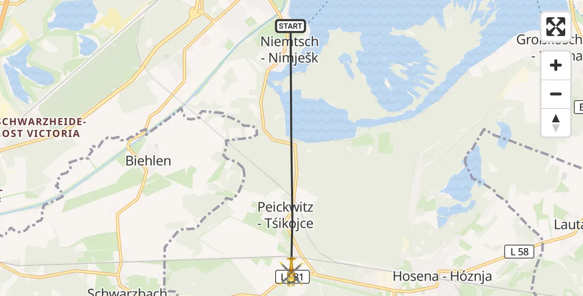Flugroute Rettungshubschrauber Senftenberg - Senftenberg, 26 August 2026, 08:32