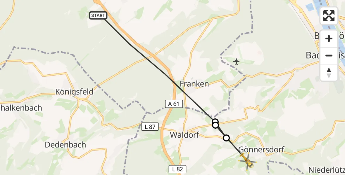 Flugroute Ambulanzhubschrauber Sinzig - Gönnersdorf, 26 August 2026, 09:08
