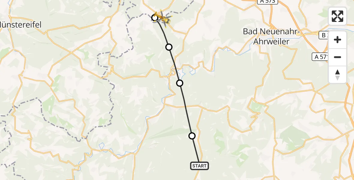 Flugroute Ambulanzhubschrauber Kaltenborn - Rheinbach, 26 August 2026, 09:49