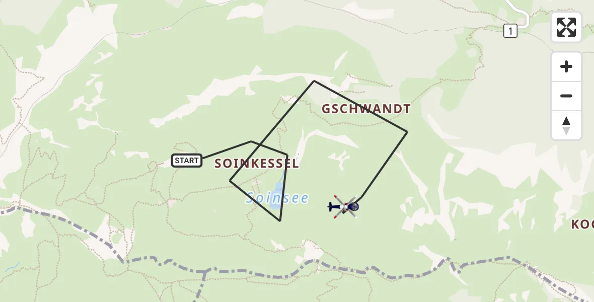 Flugroute Polizeihubschrauber Brannenburg - Brannenburg, 26 August 2026, 09:52
