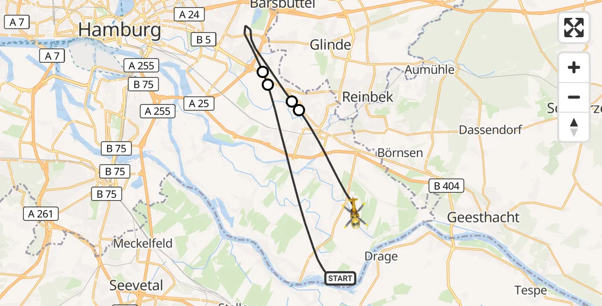 Flugroute Rettungshubschrauber Hamburg - Hamburg, 26 August 2026, 09:56