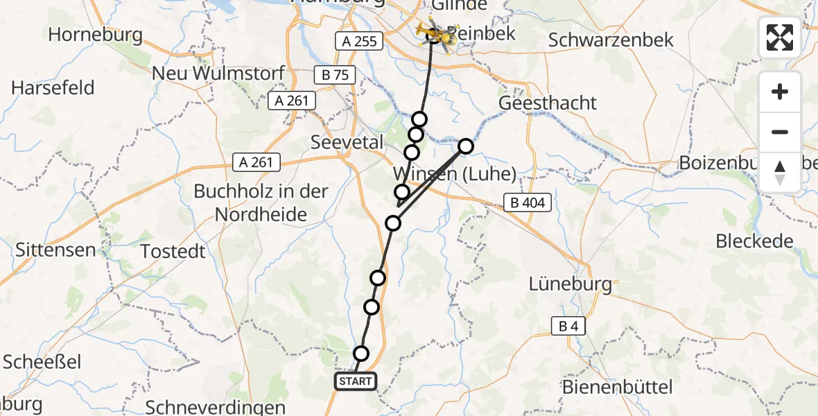 Flugroute Rettungshubschrauber Bispingen - Christoph Hansa ADAC Hubschrauberlandeplatz, 26 August 2026, 10:05