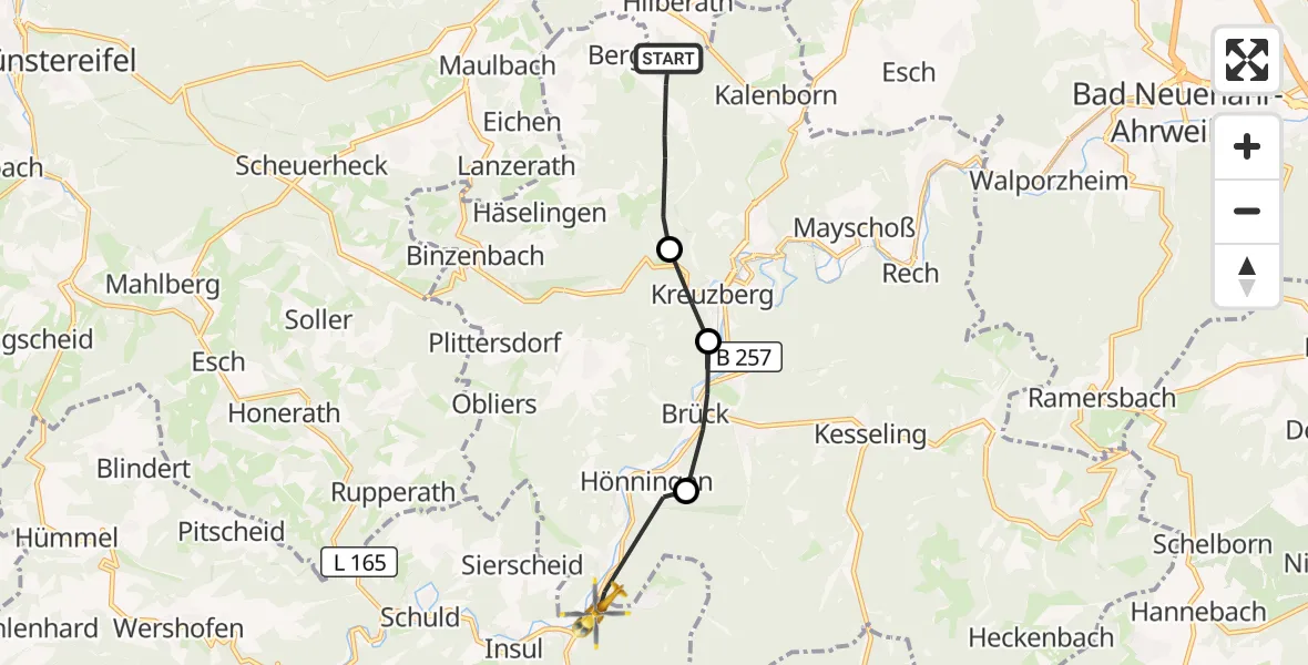 Flugroute Ambulanzhubschrauber Berg - Dümpelfeld, 26 August 2026, 10:14