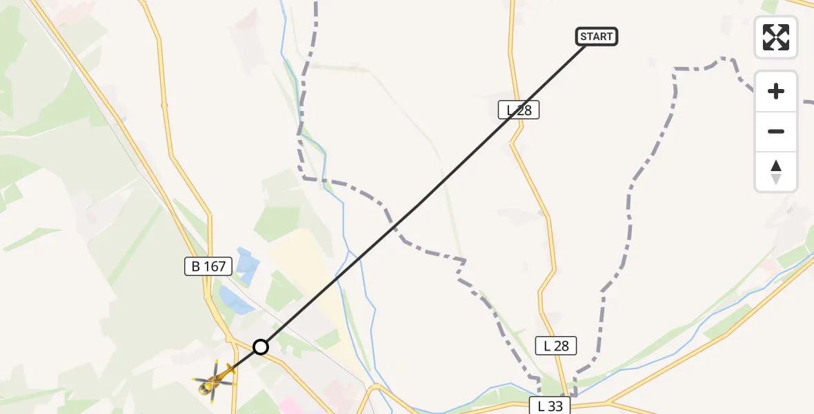 Flugroute Rettungshubschrauber Oderaue - Wriezen, 26 August 2026, 10:22