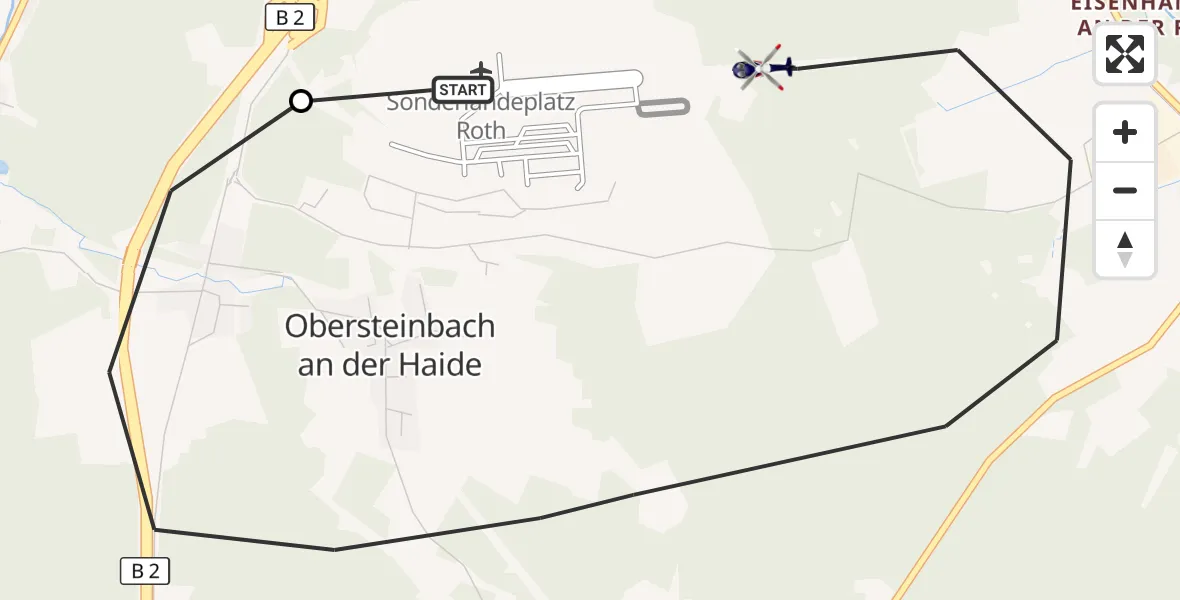 Flugroute Polizeihubschrauber Flugplatz Roth - Roth, 26 August 2026, 10:23