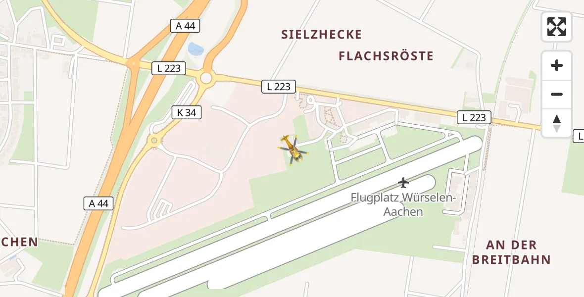 Flugroute Rettungshubschrauber Aachen-Merzbrück Flughafen - Aachen-Merzbrück Flughafen, 26 August 2026, 10:32