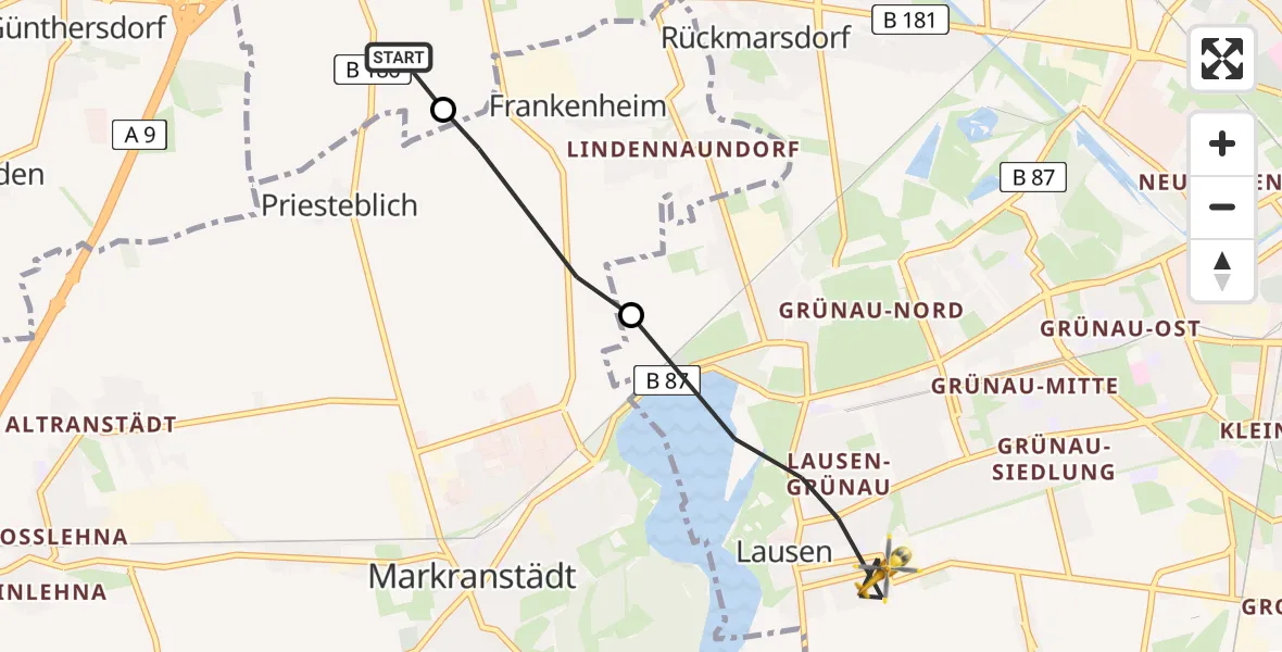 Flugroute Rettungshubschrauber Schkeuditz - Leipzig, 26 August 2026, 10:44