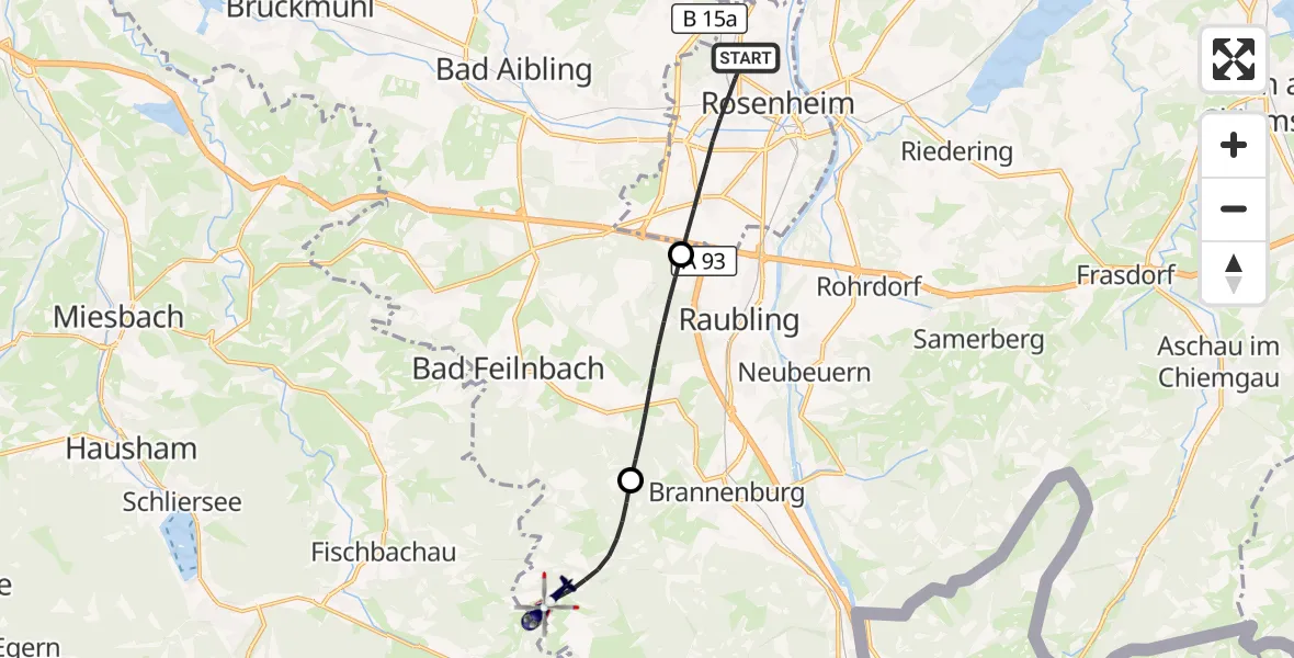 Flugroute Polizeihubschrauber Rosenheim - Brannenburg, 26 August 2026, 10:48