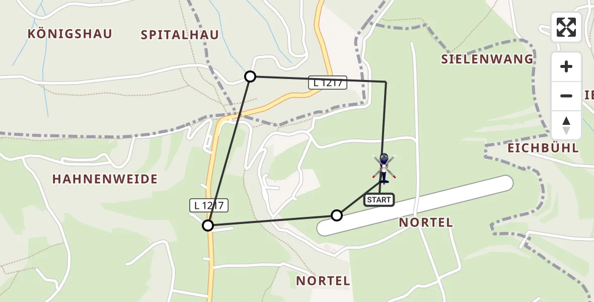 Flugroute Polizeihubschrauber Gruibingen-Nortel Flugplatz - Gruibingen-Nortel Flugplatz, 26 August 2026, 11:30