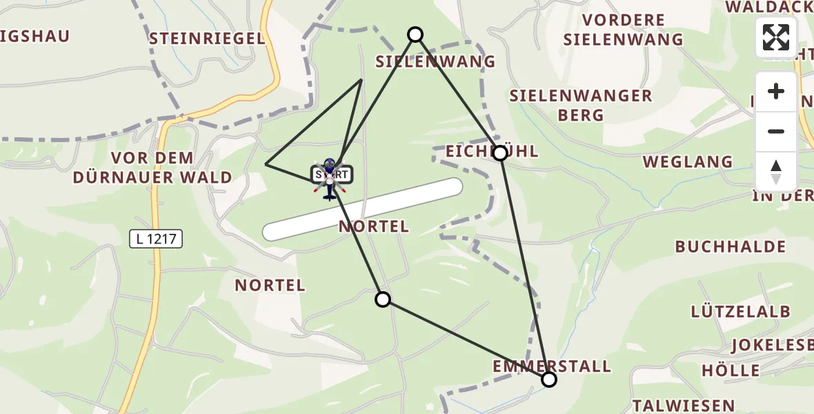 Flugroute Polizeihubschrauber Gruibingen-Nortel Flugplatz - Gruibingen-Nortel Flugplatz, 26 August 2026, 11:33