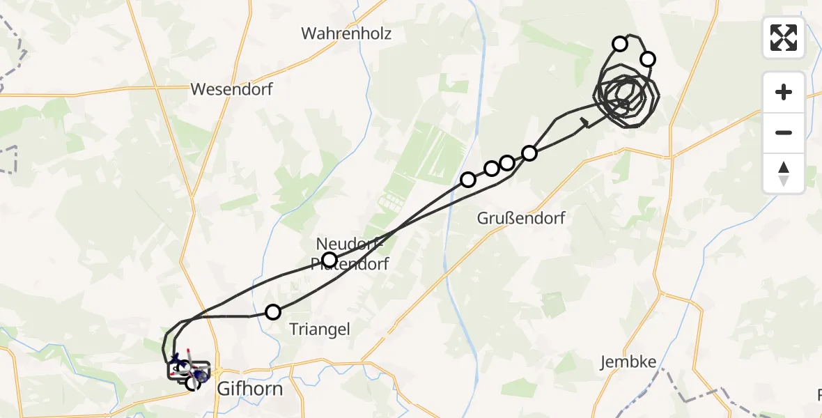 Flugroute Polizeihubschrauber Gifhorn Bundespolizei Hubschrauberlandeplatz - Gifhorn Bundespolizei Hubschrauberlandeplatz, 26 August 2026, 11:35