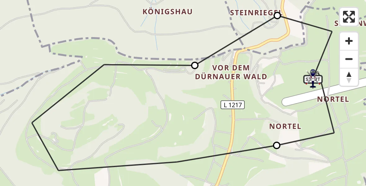 Flugroute Polizeihubschrauber Gruibingen-Nortel Flugplatz - Gruibingen-Nortel Flugplatz, 26 August 2026, 11:51